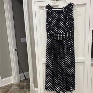 Perceptions New York Black &White Polka Dot Midi Dress women’s large sleeveless